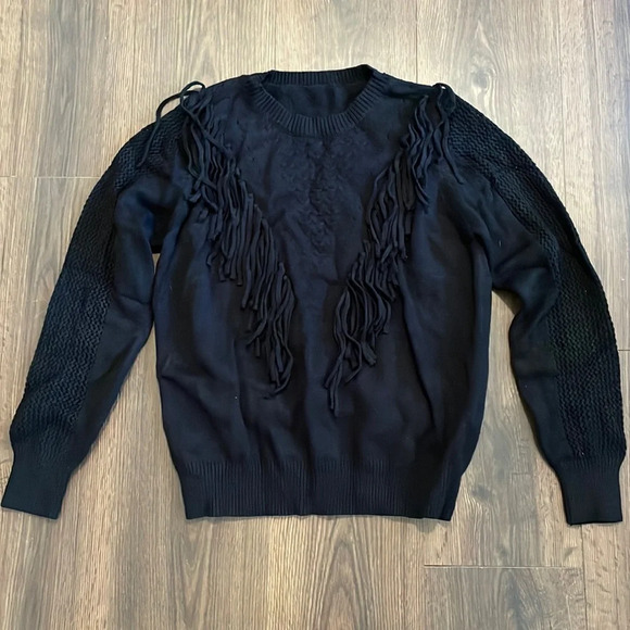 Sweaters - Black Fringe Sweater